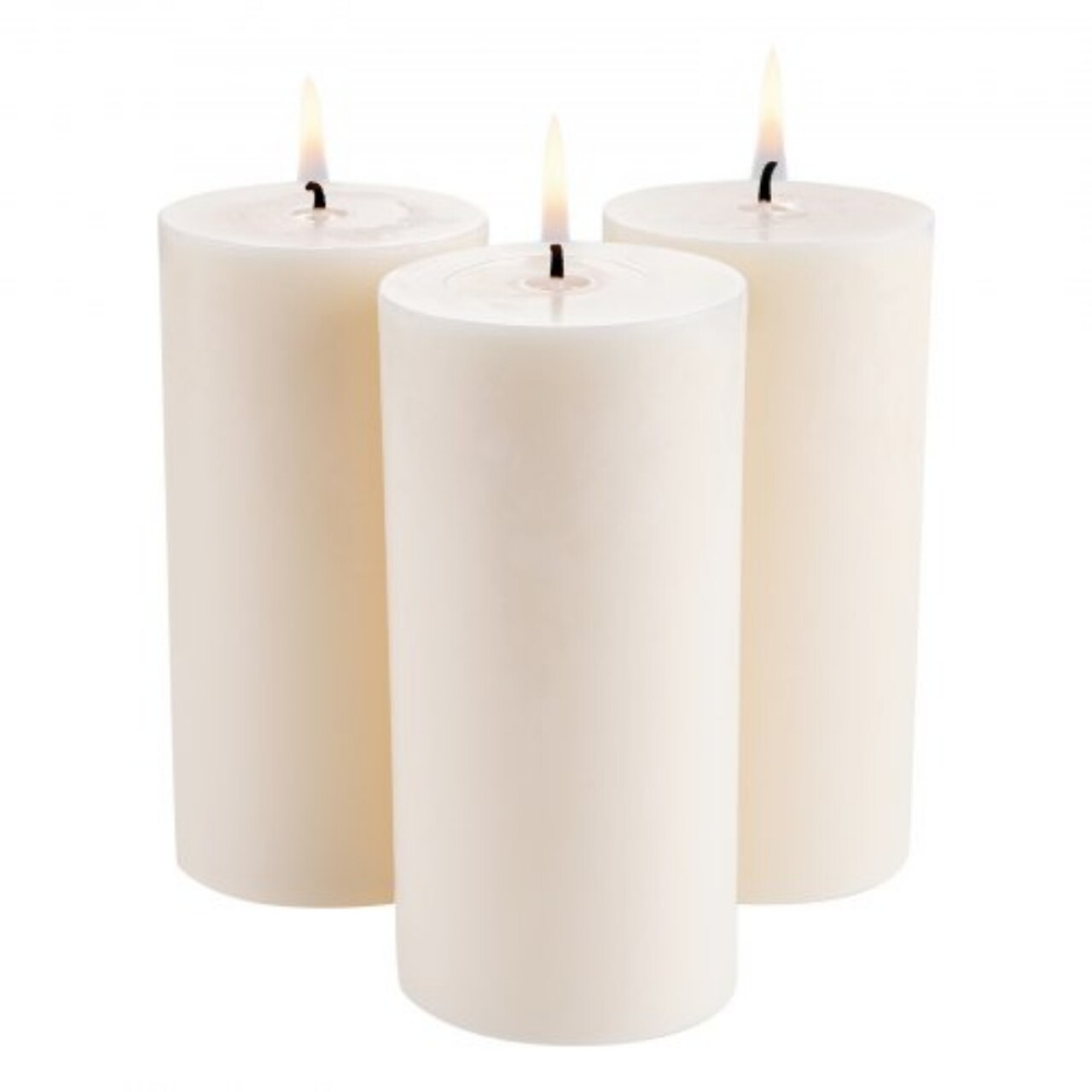 Pack of 3 White Pillar Candles 3 x 6 in Unscented Smokeless 65-Hour Long Burning Palm Wax